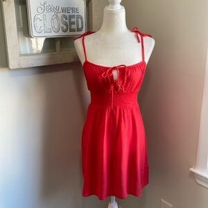 Topshop Ruche Front Mini Beach Dress Red NWT